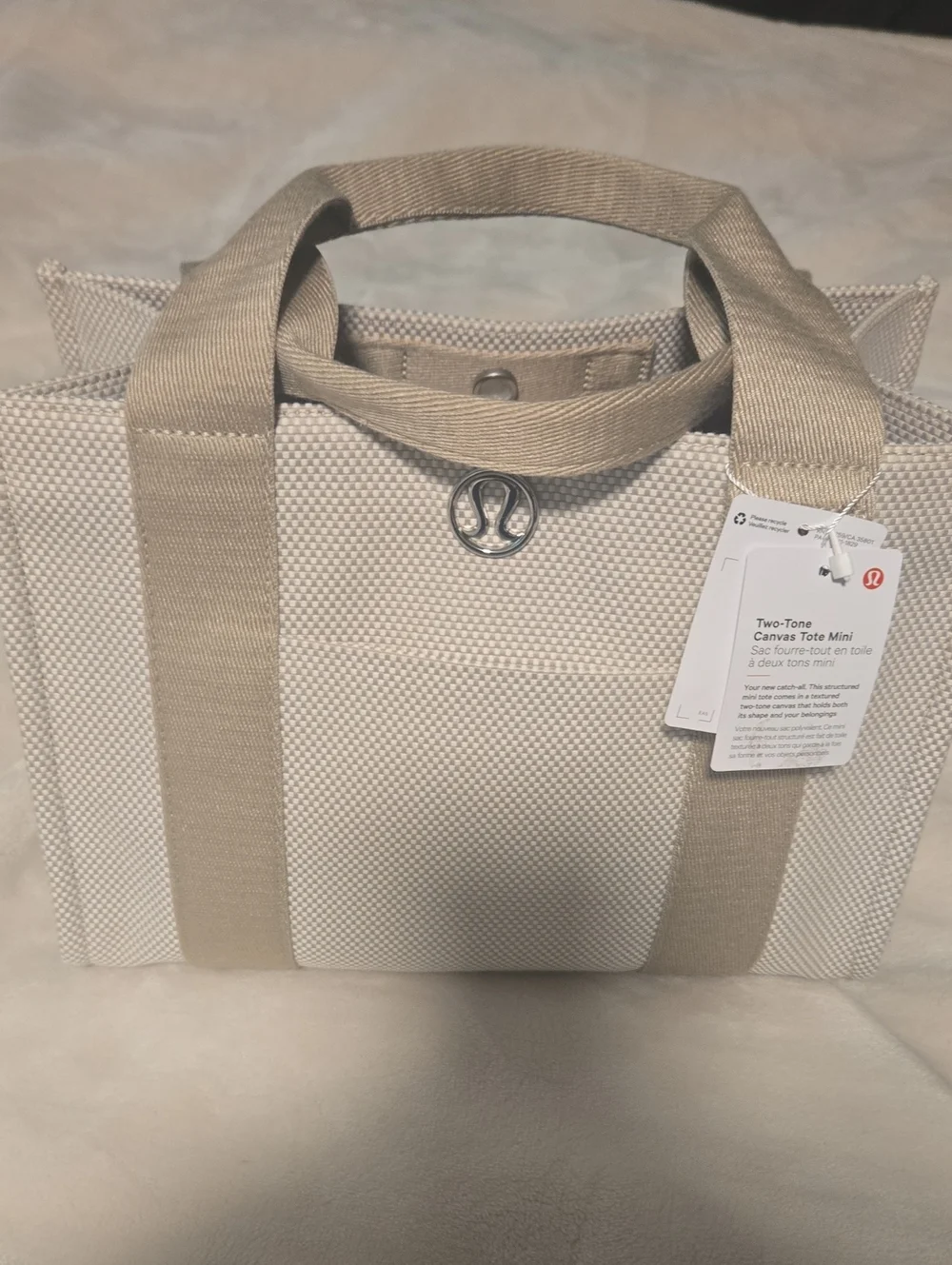 lululemon athletica Two-Tone Canvas Mini Tote — Beige & Cream